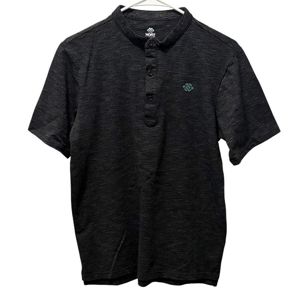 MOFIZ Heathered Black Short Sleeve Henley Shirt Men's Size Small